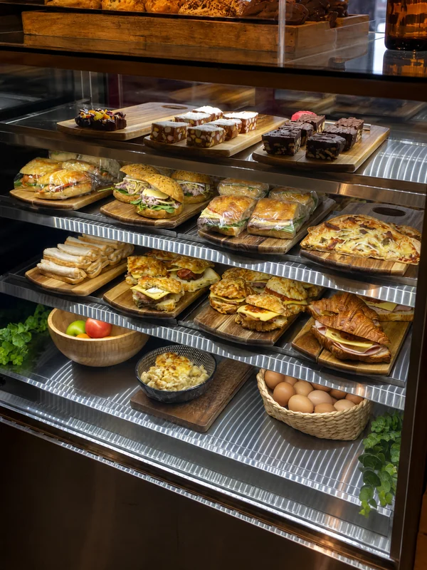Sweet and savoury food in the Native display cabinet